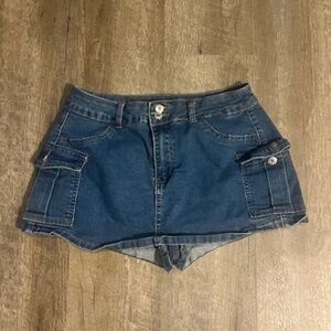 Old Navy High‑Rise Denim Skort – Dark Wash